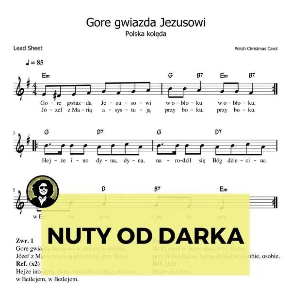Nuty na keyboard — aranżacja jak anioła głos w prostych akordach